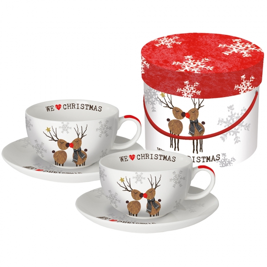 Набор чашек для капучино в подарочной упаковке We love Christmas 1